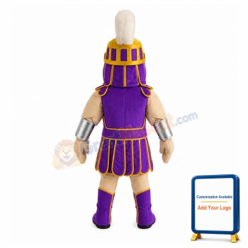 Brave Warrior With Purple Armor Mascot Costume