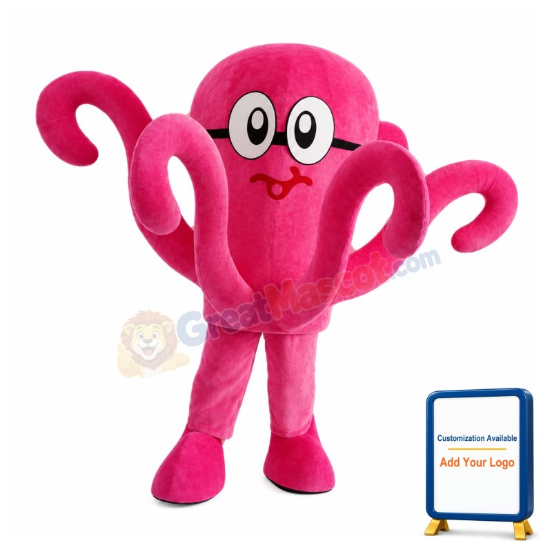 Swimming Pink Octopus Mascot Costume