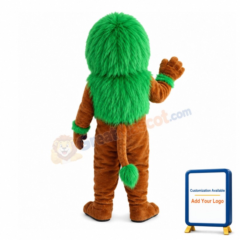 Muscle Lion With Green Mane Mascot Costume