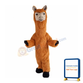 Stubborn Brown Alpaca Mascot Costume