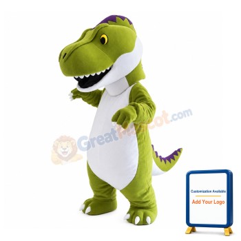 Endearing Green & White Dragon Mascot Costume