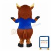 Brown Calf With Blue Clothes Mascot Costume