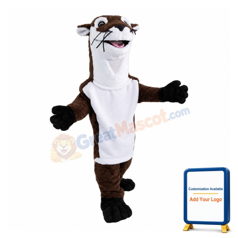 Black & White Skunk With Long Neck Mascot Costume