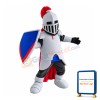 White Samurai Holding Shield Mascot Costume