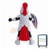 White Samurai Holding Shield Mascot Costume