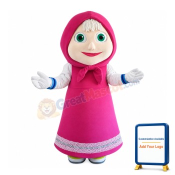 Maid Wearing Pink Apron Mascot Costume