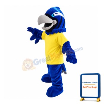 Blue Eagle In Yellow Shirt Mascot Costume
