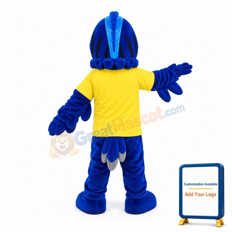 Blue Eagle In Yellow Shirt Mascot Costume