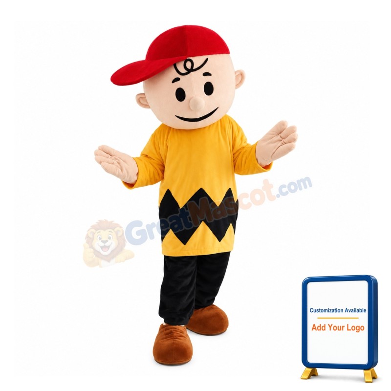 Optimistic Boy Wearing Red Cap Mascot Costume