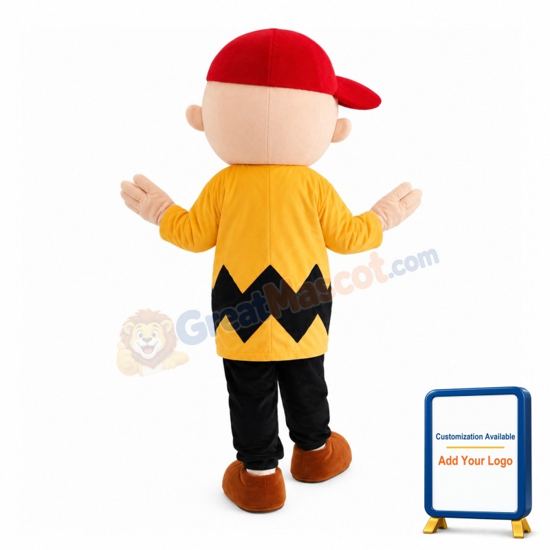 Optimistic Boy Wearing Red Cap Mascot Costume