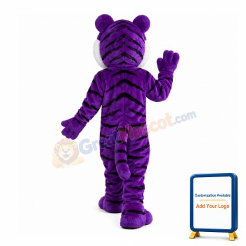 Purple Tiger With Furry Chest Fur Mascot Costume
