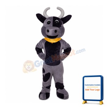 Amiable Cattle With Yellow Scarf Mascot Costume