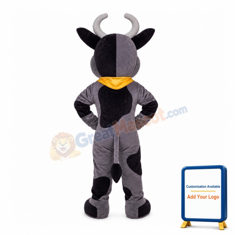 Amiable Cattle With Yellow Scarf Mascot Costume