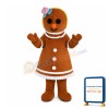 Gingerbread Woman With Pink Flower On Head Mascot Costume