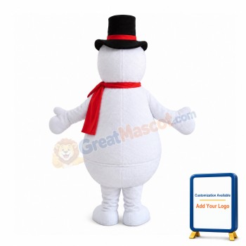 Christmas Snowman With Hat Mascot Costume