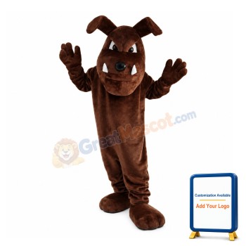 Brown Bulldog With Sharp Teeth Mascot Costume
