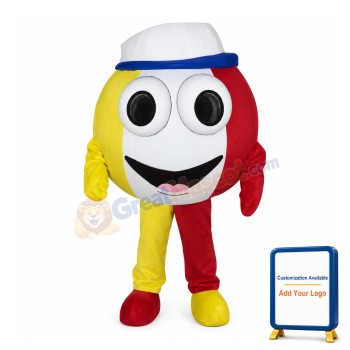 Big Eyes Brown & Yellow Ball Mascot Costume