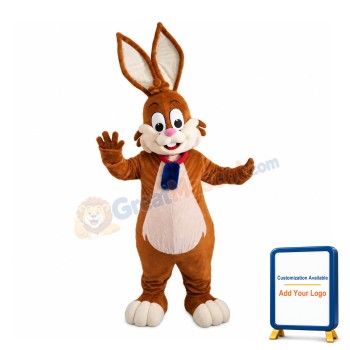 Brown Rabbit With Tag Mascot Costume