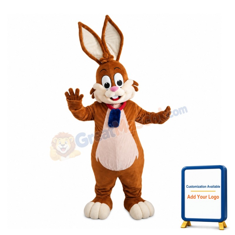 Brown Rabbit With Tag Mascot Costume