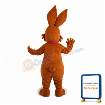 Brown Rabbit With Tag Mascot Costume