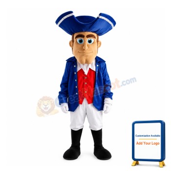 Kind Gentleman In Blue Coat Mascot Costume