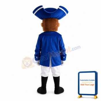 Kind Gentleman In Blue Coat Mascot Costume