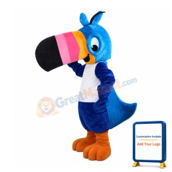 Blue Parrot With Colorful Beak Mascot Costume
