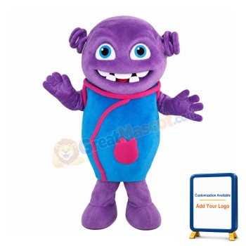 Purple Monster With Coil Ears Mascot Costume