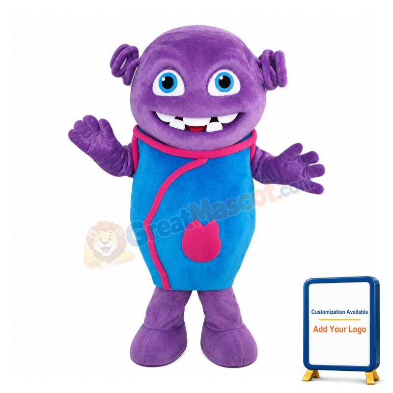Purple Monster With Coil Ears Mascot Costume