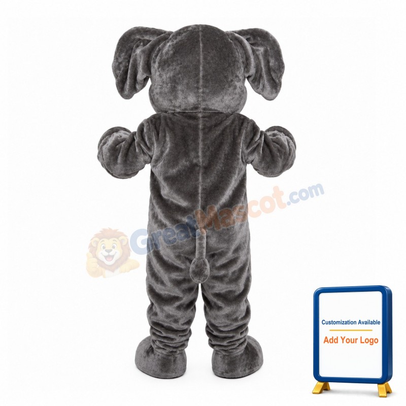 Short Plush Grey Elephant Mascot Costume