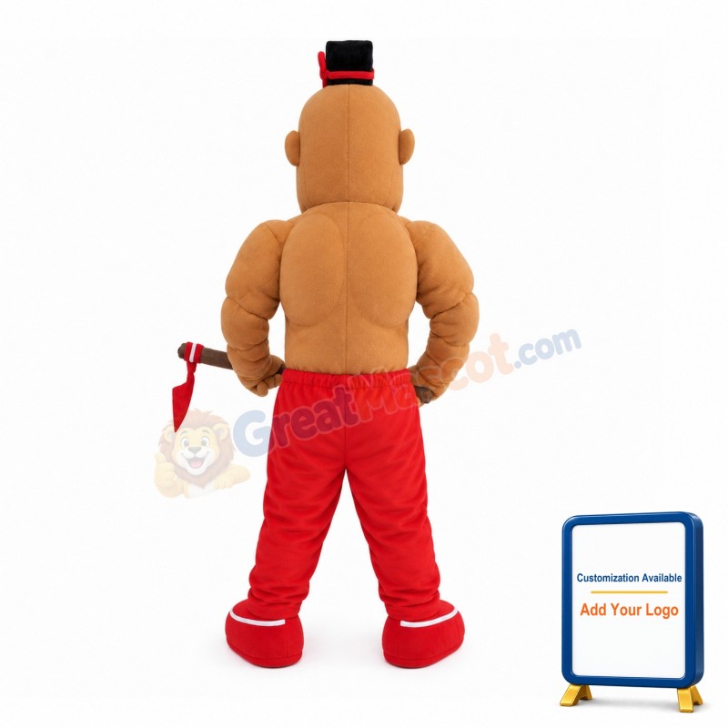 Black Warrior Carrying Stick Mascot Costume