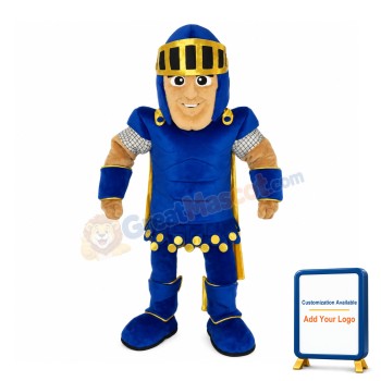 Enthusiastic Blue Soldier Mascot Costume