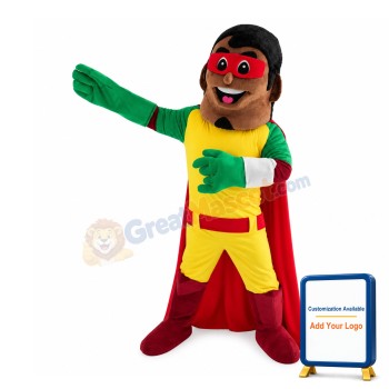 Blindfolded Man With Red Cloak Mascot Costume
