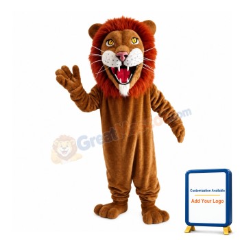 Scary Lion With Red Brown Mane Mascot Costume