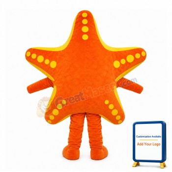 Orange Starfish Wearing Glasses Mascot Costume