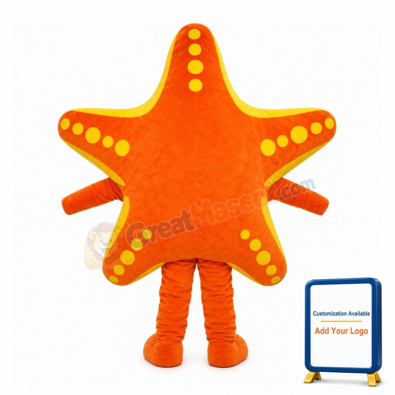 Orange Starfish Wearing Glasses Mascot Costume