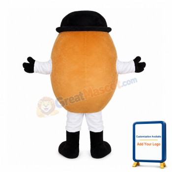Coffee Bean With Black Hat Mascot Costume