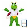 Green Dragon With Red Wings Mascot Costume
