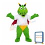 Green Dragon With Red Wings Mascot Costume