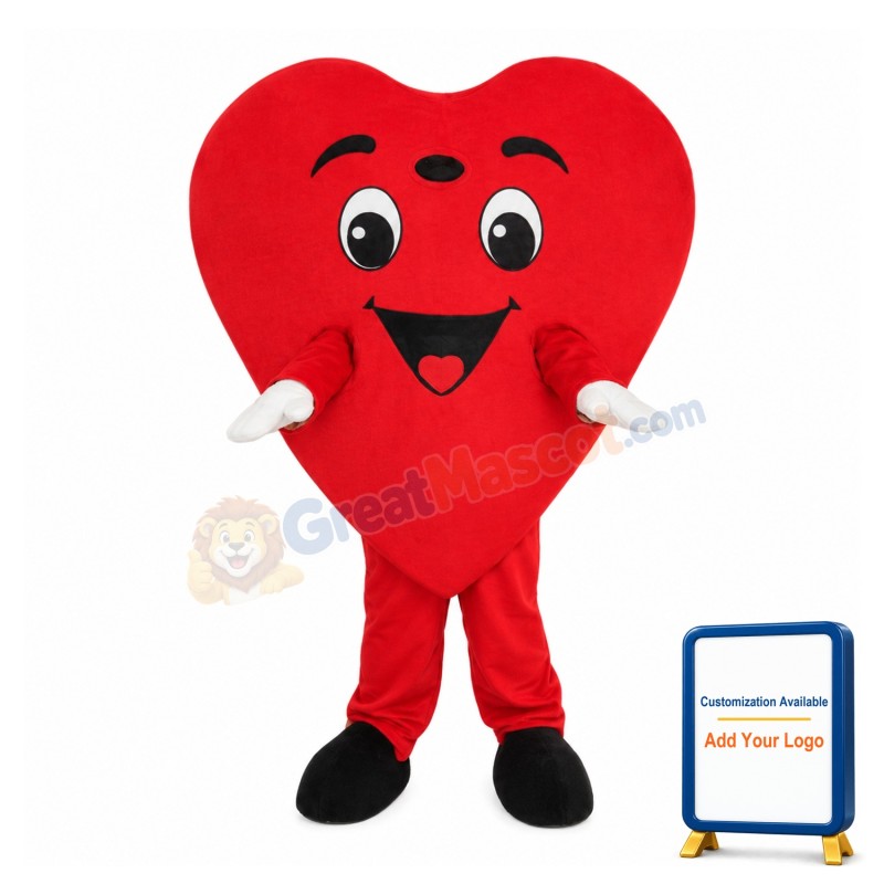 Cartoon Red Heart Mascot Costume