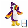 Purple Parrot With Multicolored Beak Mascot Costume