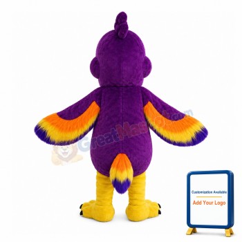 Purple Parrot With Multicolored Beak Mascot Costume