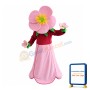 Pink Flower With Green Leaves Mascot Costume