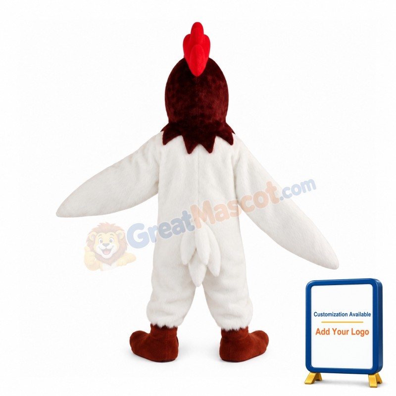 Crowing White Cock Mascot Costume
