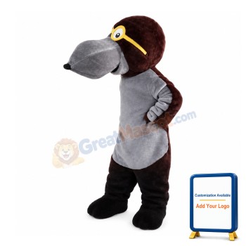 Long Mouth Wolf With Yellow Glasses Mascot Costume