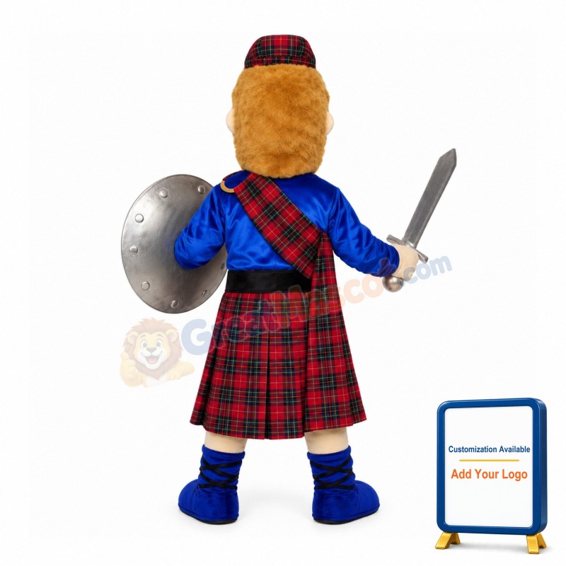 Warrior Holding Silver Weapon And Shield Mascot Costume