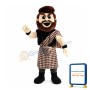 Rude Man With Plaid Shawl Mascot Costume