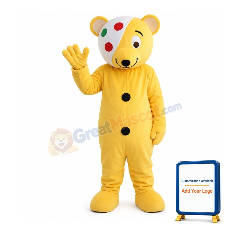 Blindfolded Bear With Color Bar Mascot Costume