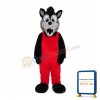 Grey Wolf In Red Overalls Mascot Costume