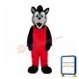 Grey Wolf In Red Overalls Mascot Costume